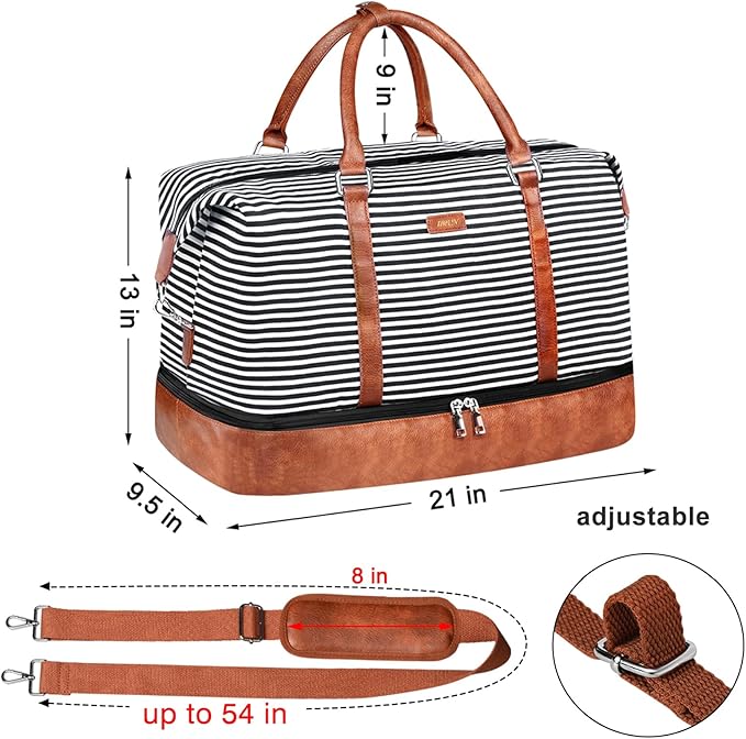 IBFUN Weekender Bags for Women, 21" Weekender Travel Bag, Travel Duffle Bag with Shoe Compartment Carry on Overnight Duffel Bag for Weekend Travel Business Trip