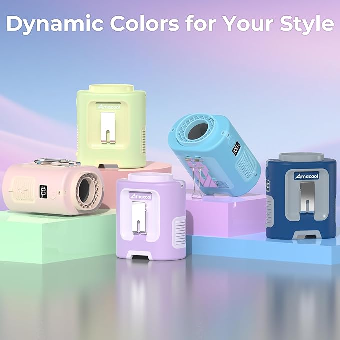 AMACOOL Mini Portable Waist Fan Clip on, 13000RPM 4-Speeds Personal Neck Fans, Up to 24H Battery Life, Rechargeable Wearable Shirt Belt Fan for Outdoor Work Jobsite Travel Camping, Gifts for Men