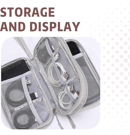 Electronic Organizer Double Layer, Water Resistant Cable Organizer Bag for Travel Essentials, Cord, Charger, Phone, Earphone, Large Size,Accessories Travel Essentials (Pink, Double-Layer)