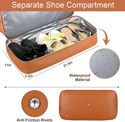 Weekender Bag for Women, Travel Duffel Bag Carry On Overnight Bag with Shoe Compartment Large Nylon Travel Weekend Tote Bag