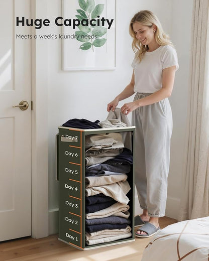 SOLEDI Laundry Hamper with Lid 100L Large & Tall Collapsible Laundry Basket, Clothes Hamper with Bag Removable Easy to Carry, Dirty Hampers for Bedroom, Bathroom, Dorm, College, Avocado