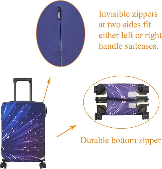 Explore Land Travel Luggage Cover Suitcase Protector Fits 18-22 Inch Case (Fireworks, S)
