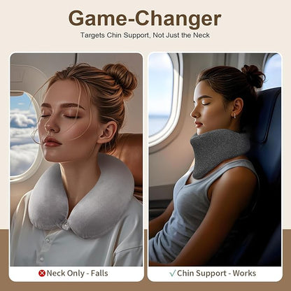 Travel Neck Pillows for Airplanes, Patented Chin Support Napping Travel pillow for Airplanes to Prevent Head Tipping,Dense Memory Foam for Plush Support,Ergonomic Airplane Pillow for Long Flight