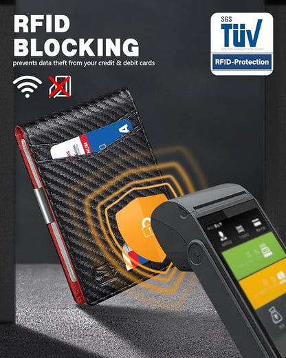 Zitahli Money Clip Wallets for Men,Slim Bifold Wallet 10-12 Cards, Mens Leather Wallet with ID Window,RFID Blocking Thin Minimalist Credit Card Holder,Gifts for Him