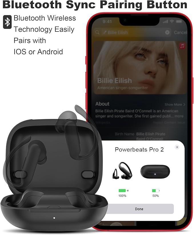 Charging Case Replacement for Powerbeats Pro 2 : Wireless Earbuds Charger Case with Bluetooth Pairing Sync Button, 600mAh Battery, Earbuds Not Included