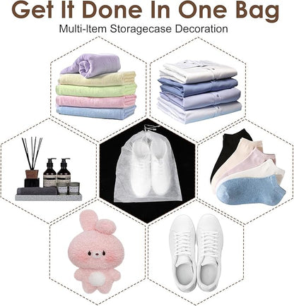 200 Pcs Travel Shoe Bag, Non-Woven Dust Bags for Handbags, Purses, Clear Drawstring Bags, Portable Breathable Shoe Storage Bag, 15 x 12.6 Inch