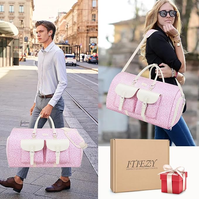 Garment Duffel Bag for Travel - ITIEZY Convertible Carry on Garment Duffel Travel Bag for Women Men Large Weekender Bag with Shoes Pouch 2 in 1 Hanging Suit Travel Duffel Bag 3pcs Set
