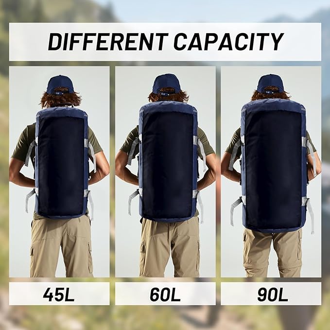 MIER Large Duffel Backpack Sports Gym Bag with Shoe Compartment, Heavy Duty and Water Resistant, Navy Blue, 90L