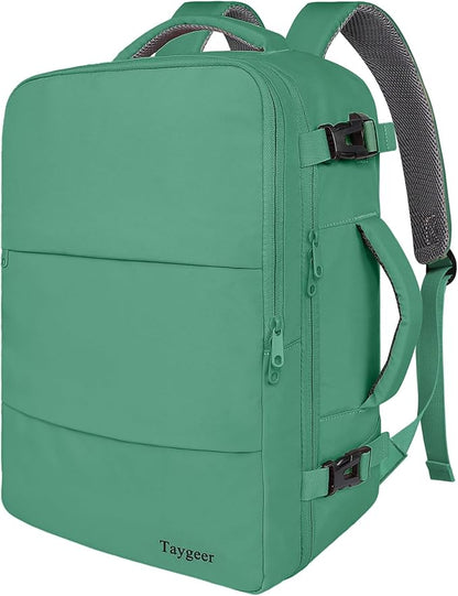 Taygeer Travel Backpack for College Woman, Lightweight Backpack for 15.6 inch Laptop with USB Charging Port, TSA Friendly Bag for Women Traveling, Back Pack Carry On Luggage for friend Gym Sport,Green