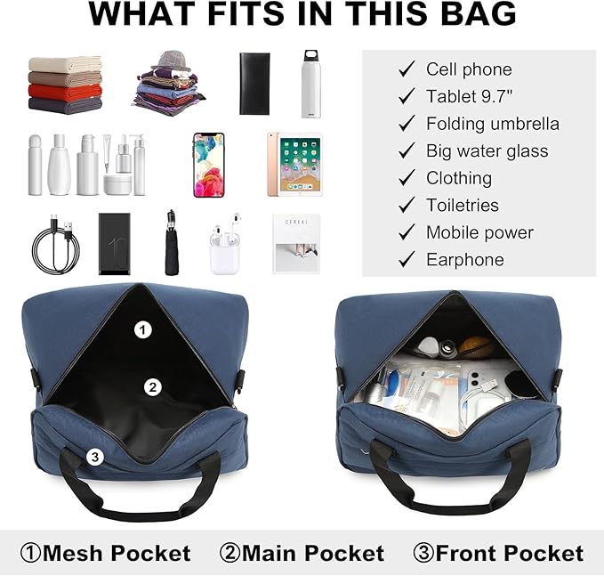 Kono Small Travel Duffel 14L Under Seat Carry-On Sports Tote Gym Bag - 13.78"x7.87"x7.87" Navy