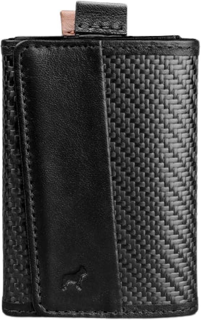 The Frenchie Co. - Speed Wallet Mini - Ultra-Slim RFID Card Holder - Minimalist Front Pocket Wallet for Men & Women - Carbon Fiber & Full-Grain Italian Leather