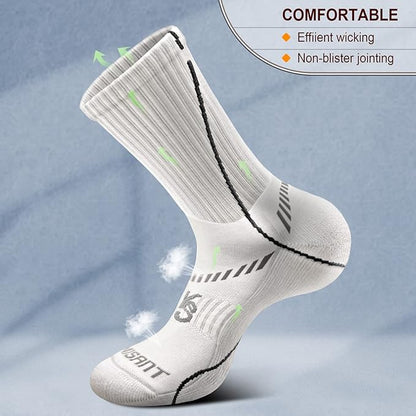 BULLIANT Compression Socks for Men 6Pairs, Athletic Crew Socks Cushioned For Men Sports Running-Arch Support