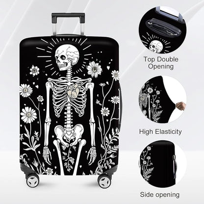 ANNA QUEEN Halloween Skulls Travel Luggage Cover Suitcase Protector Suitcase Cover Halloween Decorations Anti-Scratch,Stretchable Bag Cover Washable Durable Polyester