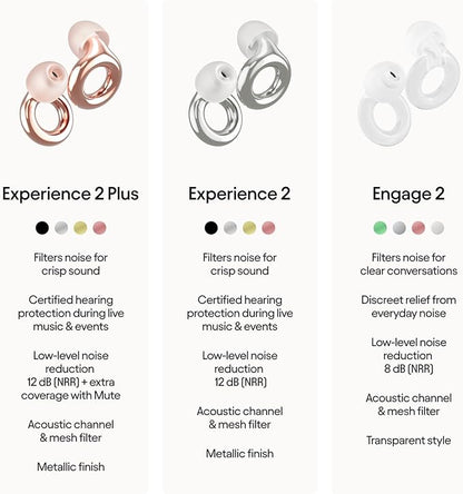 Loop Experience 2 Plus Ear Plugs – Stylish Certified Hearing Protection for Concerts & Festivals, Live Events, Sports, DJs & Nightlife – 17dB Noise Reduction, (High-Fidelity) + Mute for extra coverage