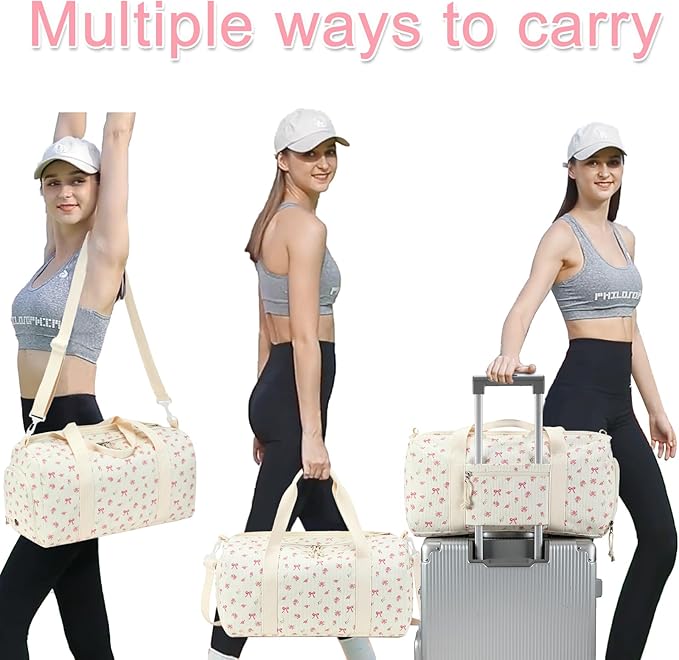 BLUBOON Duffle Bag Girls Kids Cute Gym Bag with Shoes Compartment & Wet Separation Waterproof Sports Overnight Travel Bag