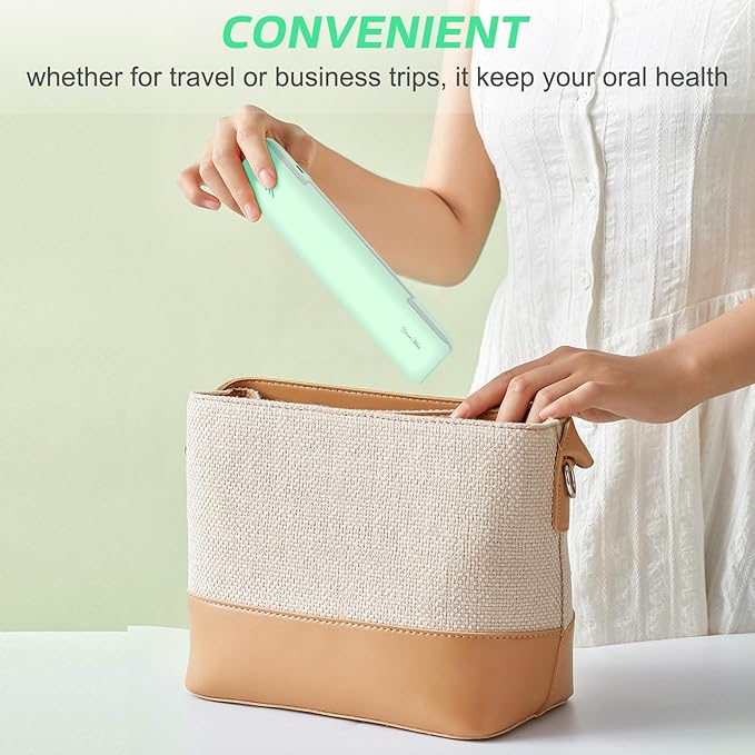 YourMate UVC Toothbrush Sanitizer Case Travel Toothbrush Covers Case for Traving or Business Trip Power by AA Battery or USB-C Cord Green