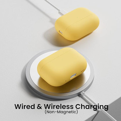 ORNARTO Compatible with AirPods Pro 2 Case 2022, Full Protective Hybrid Silicone for AirPods Pro 2nd Generation Case, Front LED Visible Skin Cover-Yellow