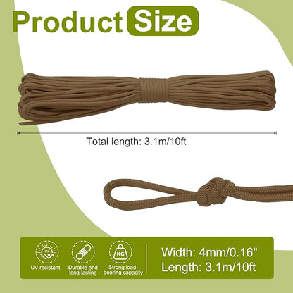 uxcell 4mm Nylon Rope, 10ft Portable Clothesline for Luggage and Backpack Tie Downs, Hanging Clothes, Swings, Camping and Mountaineering Tie Downs, Brown