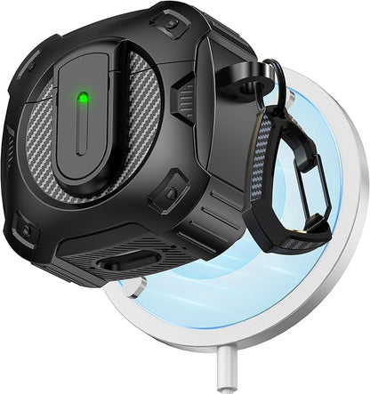 RFUNGUANGO for AirPods 4th Generation Case, 2024 New Space Theme Case. Compatible with AirPods 4th Generation, with Locking Feature, Military Grade Drop Protection, Works with MagSafe.[Black]