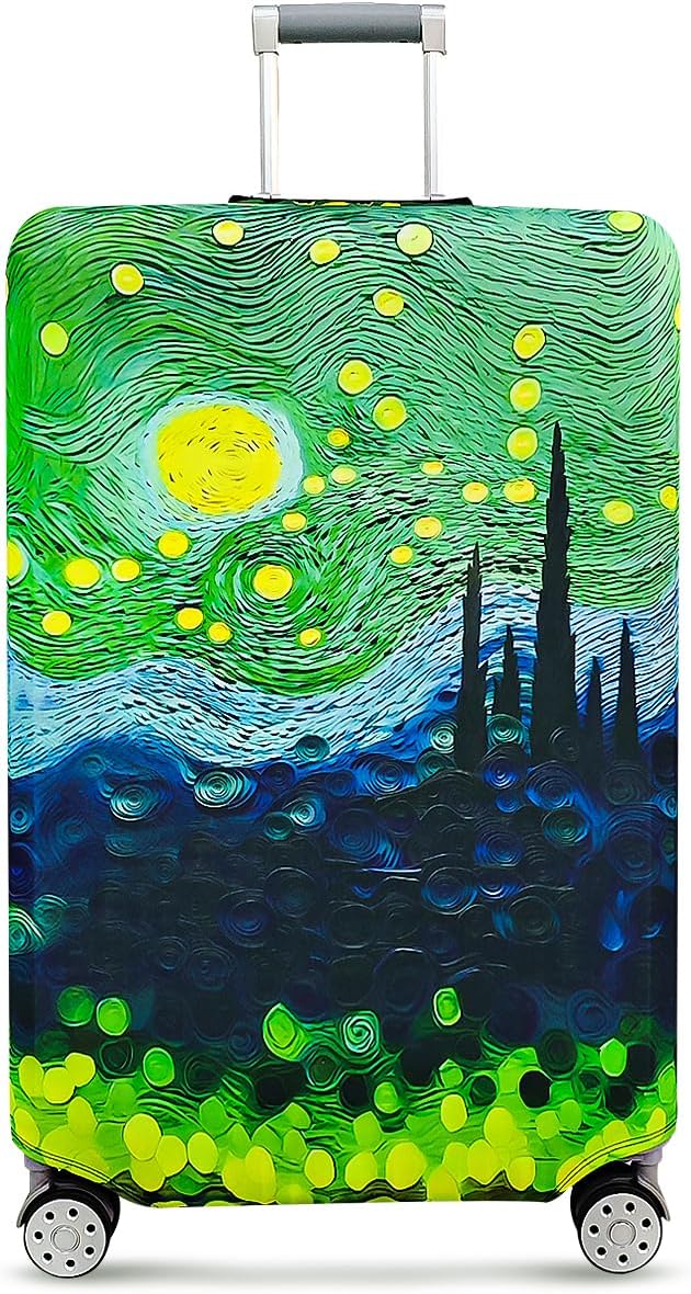 fancyfree Luggage Cover Washable Suitcase Protector Anti-scratch Suitcase cover (Green Starry Sky, L(25"-28" luggage))