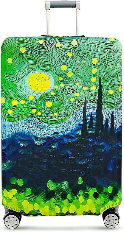 fancyfree Luggage Cover Washable Suitcase Protector Anti-scratch Suitcase cover (Green Starry Sky, L(25"-28" luggage))