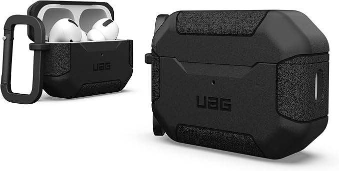 UAG Designed for AirPods Pro Case (2nd Generation 2022) Scout Black - Premium Rugged Hard Shell Full Protective Case Cover with Detachable Keychain Carabiner by URBAN ARMOR GEAR