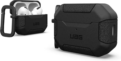 UAG Designed for AirPods Pro Case (2nd Generation 2022) Scout Black - Premium Rugged Hard Shell Full Protective Case Cover with Detachable Keychain Carabiner by URBAN ARMOR GEAR