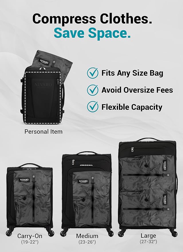 Travel Vacuum Bags with Pump (2-Pack, Large 30L) - IPX8 Waterproof Reusable Compression Bags for Travel, Space Saver Packing Cubes for Luggage, with Wireless Pump