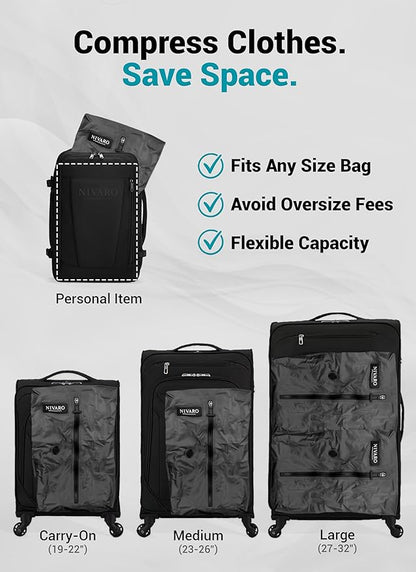 Travel Vacuum Bags with Pump (2-Pack, Large 30L) - IPX8 Waterproof Reusable Compression Bags for Travel, Space Saver Packing Cubes for Luggage, with Wireless Pump