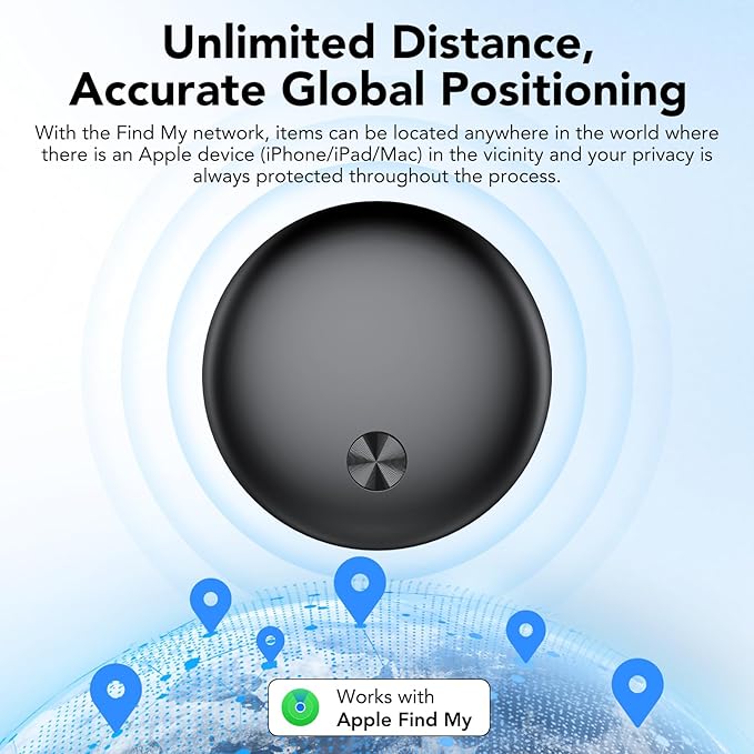 Air Tracker Tags-1 Pack, 2025 New [Apple MFi Certified],Bluetooth Tracker Work with Apple Find My (iOS Only), Replaceable Battery, Smart Tag with Diverse Holder, Item Finder for Luggage/Key/Suitcase