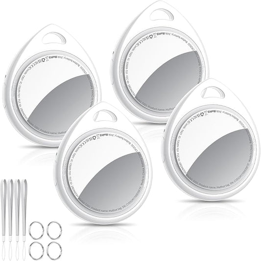 Air Tracker Tags-4 Pack, 5.3 Bluetooth Tracker Work with Apple Find My (iOS Only), 100dB Sound Finder, Smart Tags with Keychain/Lanyard, Item Finder for Luggage/Key/Suitcase, Replaceable Battery.