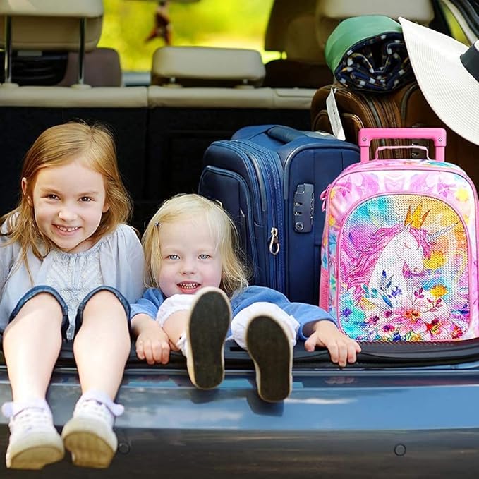 Kids Luggage for Boys and Girls, Cute Dinosaur Unicorn Rolling Wheels Suitcase for Toddler Children