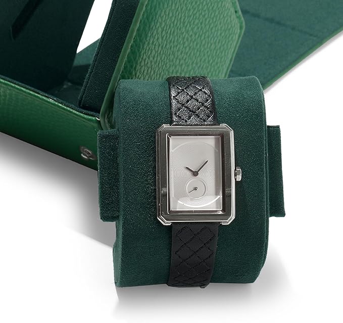 Oirlv Luxury Hexagonal Leather Watch Travel Case Single Watch Box for Men Portable Jewelry Storage Roll Organizer(1-Slot,Green)