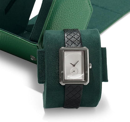 Oirlv Luxury Hexagonal Leather Watch Travel Case Single Watch Box for Men Portable Jewelry Storage Roll Organizer(1-Slot,Green)