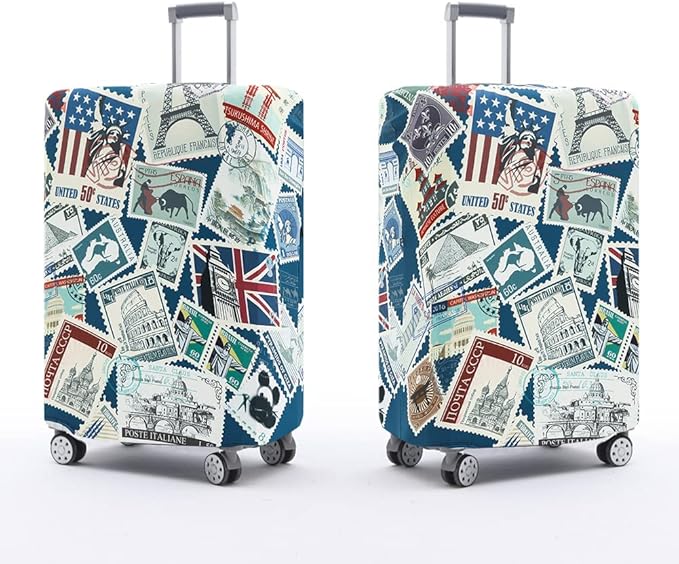 Travelkin Luggage Covers For Suitcase Tsa Approved,Suitcase Cover Protector Fit 18-32 Inch Luggage (Stamp, S)