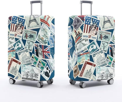 Travelkin Luggage Covers For Suitcase Tsa Approved,Suitcase Cover Protector Fit 18-32 Inch Luggage (Stamp, S)