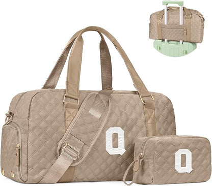 Monogram Duffle Bag Women Girls Gift: Initial Overnight bags, Dance Cheer bag Sports for Girl, Kid Gymnastics Bags, Birthday Gifts for Women Girls Kids Teens Mom Teacher