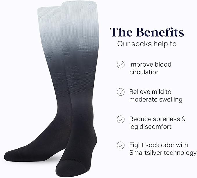 Comrad Nylon Knee High Socks - 15-20mmHg Graduated Compression Socks - Soft & Breathable Support Unisex Socks