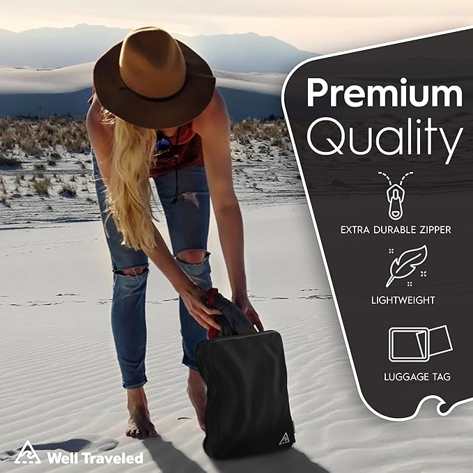 4-Piece Luxury Compression Packing Cubes & Bags for Travel – Maximize Space in Luggage with HybridMax Double-Capacity Design, 50 Luggage Tags, Patented Suitcase Organizer Bags, Lifetime Satisfaction