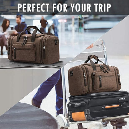 Travel Duffel Bag Men's Weekender Overnight Bag (Coffee) X-Large