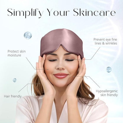 ZIMASILK 100% 22 Momme Mulberry Silk Sleep Mask - Full Silk Filled, Ultra-Soft & Breathable, Face-Hugging Blackout Eye Cover for Sleeping (Gray Purple)
