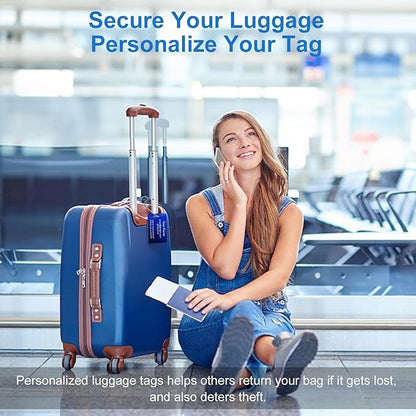 Stainless Steel Personalized Luggage Tags for Suitcases - Custom Name ID Travel Tags for Luggage, Backpacks and Bags - Metal Travel Essentials Accessories for Kids, Women and Men - Bulk Set (4 Pack)