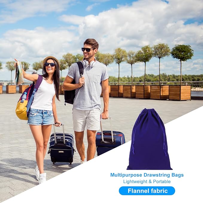 PATIKIL Shoe Dust Bag, 16 Pack Duster Flannel Shoes Pouch with Drawstring Washable Breathable Travel Shoe Bags for Home Luggage Storage, 12x17" Deep Blue