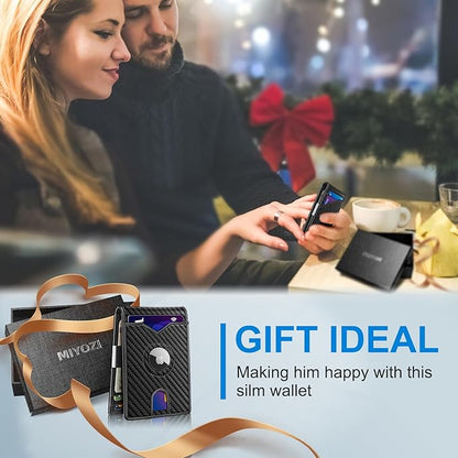 Airtag Wallet for Men,with Money Clip 11 Cards Slim Front Pocket Leather RFID Blocking Wallet with Gift Box