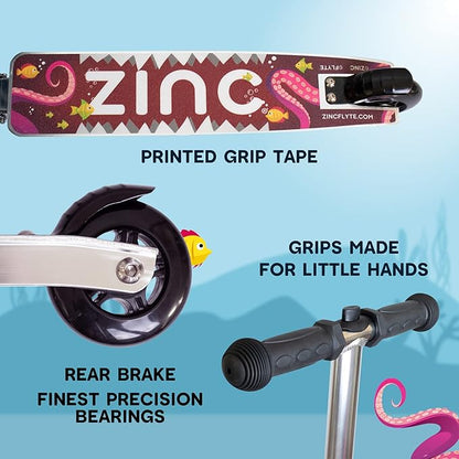 FLYTE Scooter Suitcase Folding Kids Luggage – Stormy the Shark, 18 Inch Hardshell, Ride On with Wheels, 2-in-1, 25 Litre Capacity