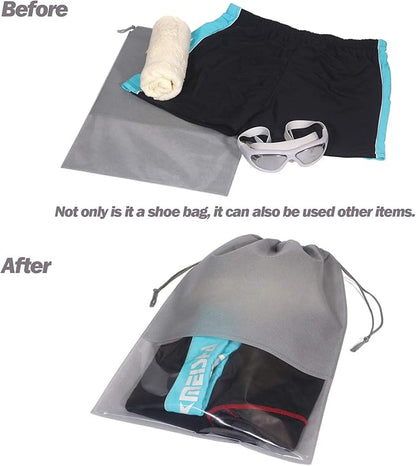 DIOMMELL 12PCS X-Large Non-Woven Fabric Shoe Bags with Drawstring, Black