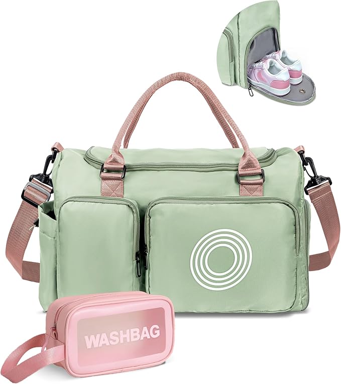 Duffle Bag, Initial Travel Duffel Gym Bag for Girls, Kids Sports Weekender Overnight Dance Bag, Monogram Gifts for 8 9 10 11 12 13 14 15 16 17 18 Year Old Girls