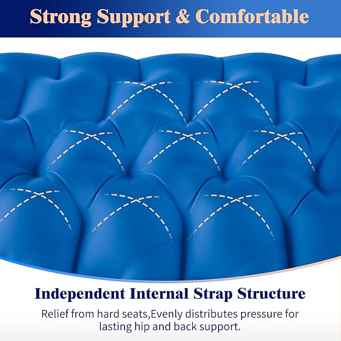 HiiPeak Inflatable Stadium Seat Cushion, Compact Hand Press Stadium Seats Pad Bleacher Seat Chair Cushion Pad for Airplane Travel Camping Backpacking Sports Events