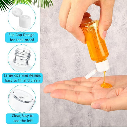 Mimorou 150 Pcs 1oz Travel Bottles Bulk for Toiletries Clear Small Travel Size Bottles Bulk Refillable Empty Containers for Shampoo Lotion Liquid Body Soap Cream Toiletries (White Cap)
