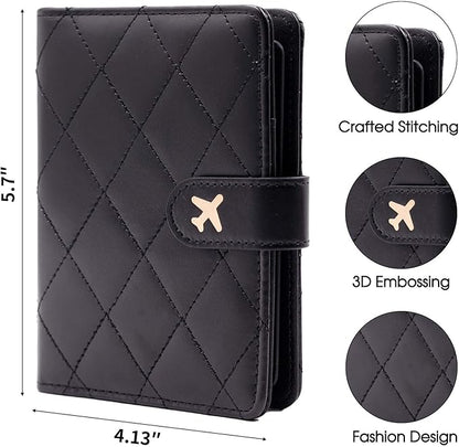 Melsbrinna Rfid Passport Holder for Travel women/Men, Cute Passport Wallet Rfid Blocking Card Slots, Rfid Passport Cover/CaseTravel Wallet, Passport Book Holder (1, LG BLACK)